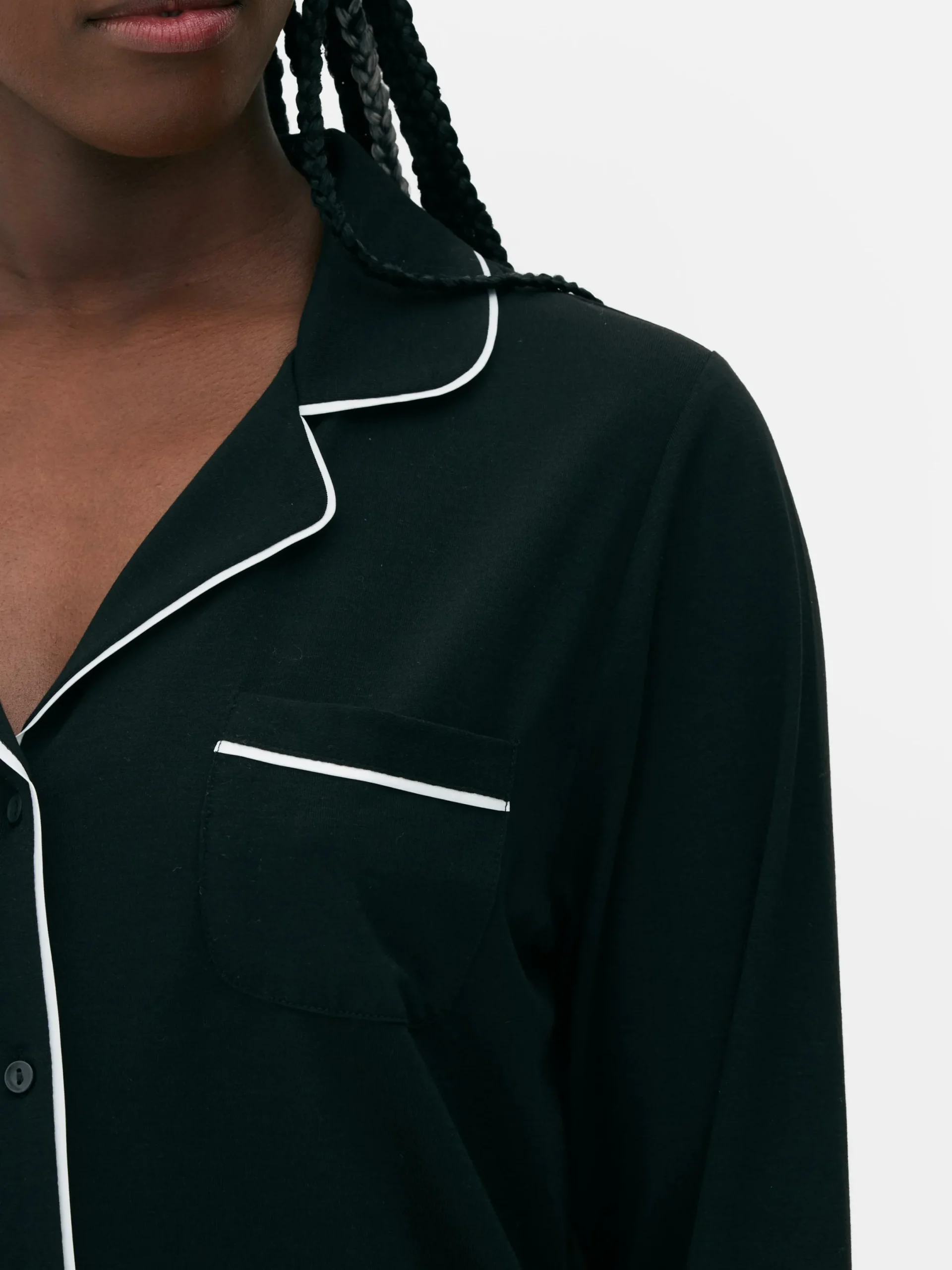 Schlafanzüge|Primark Langer Boyfriend-Schlafanzug Schwarz