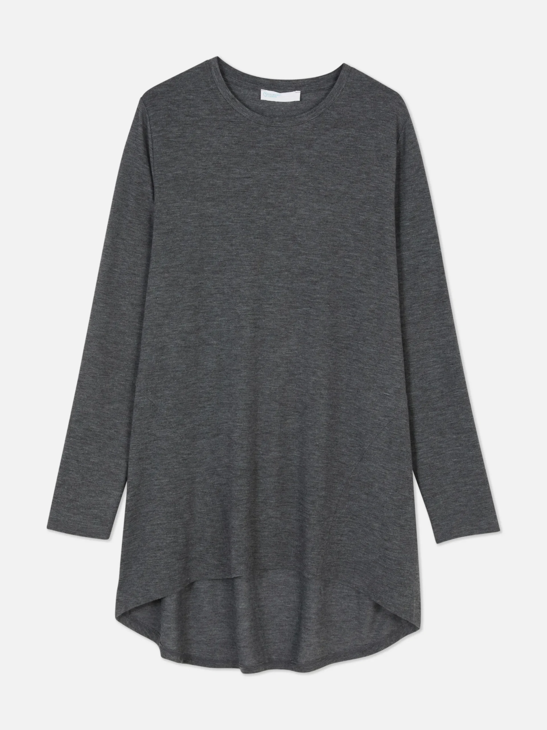 Tops Und T-Shirts|Primark Langes Langarm-Top Mit Rundem Saum Anthrazitfarben