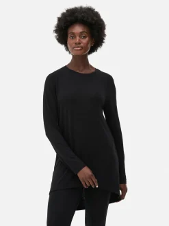Tops Und T-Shirts|Primark Langes Langarm-Top Mit Rundem Saum Schwarz