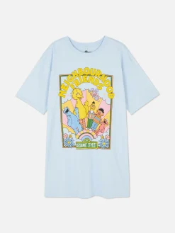 Schlafshirts Und Nachthemden|Primark Langes „Sesamstraße“ Schlaf-T-Shirt Im Oversized-Look Blau