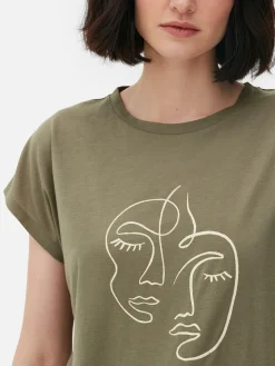 Tops Und T-Shirts|Primark Langes T-Shirt Mit Rundhalsausschnitt Khakifarben