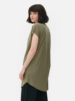 Tops Und T-Shirts|Primark Langes T-Shirt Mit Rundhalsausschnitt Khakifarben