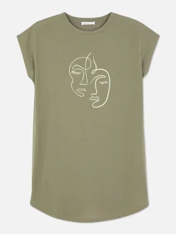 Tops Und T-Shirts|Primark Langes T-Shirt Mit Rundhalsausschnitt Khakifarben