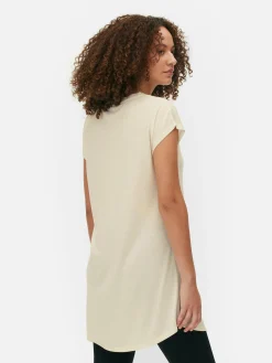 Tops Und T-Shirts|Primark Langes T-Shirt Mit Rundhalsausschnitt Elfenbeinfarben