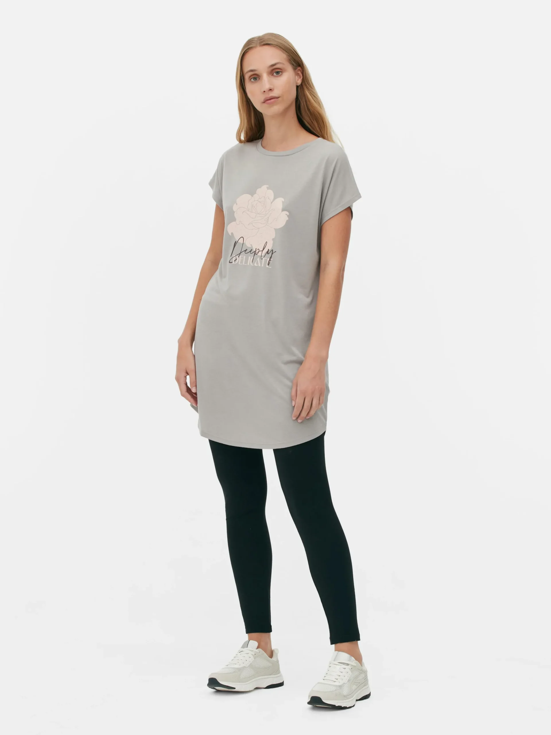Tops Und T-Shirts|Primark Langes T-Shirt Mit Rundhalsausschnitt Grau