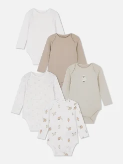 Bodys Und Westen|Primark Langärmelige Bodysuits Mit Schafmotiv, 5er-Pack Taupefarben