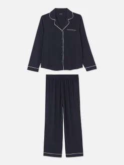 Schlafanzüge|Primark Langärmeliger Boyfriend-Schlafanzug Aus Jersey Marineblau