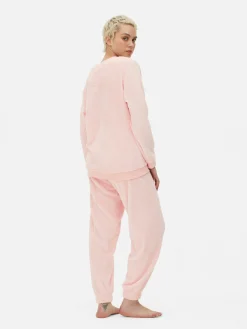 Schlafanzüge|Primark Langärmeliger Fleece-Schlafanzug Rosa
