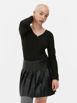 Tops Und T-Shirts|Primark Langärmeliger Henley-Body Schwarz