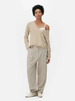 Pullover Und Cardigans|Primark Langärmeliger Pullover Mit U-Boot-Ausschnitt Naturfarben