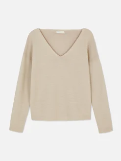 Pullover Und Cardigans|Primark Langärmeliger Pullover Mit U-Boot-Ausschnitt Naturfarben