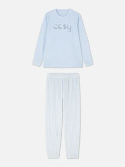 Schlafanzüge|Primark Langärmeliger Schlafanzug Mit Slogan Blau