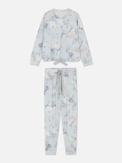 Schlafanzüge|Primark Langärmeliger Schlafanzug Mit Schleifen-Detail Hellblau