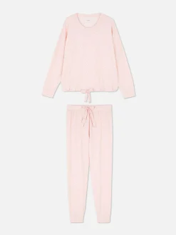 Schlafanzüge|Primark Langärmeliger Schlafanzug Mit Schleifen-Detail Hellrosa