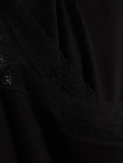 Schlafanzüge|Primark Langärmeliger Schlafanzug Mit Spitzenbesatz Schwarz