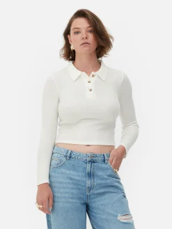 Tops Und T-Shirts|Primark Langärmeliges, Geripptes „Rita Ora“ Poloshirt Elfenbeinfarben