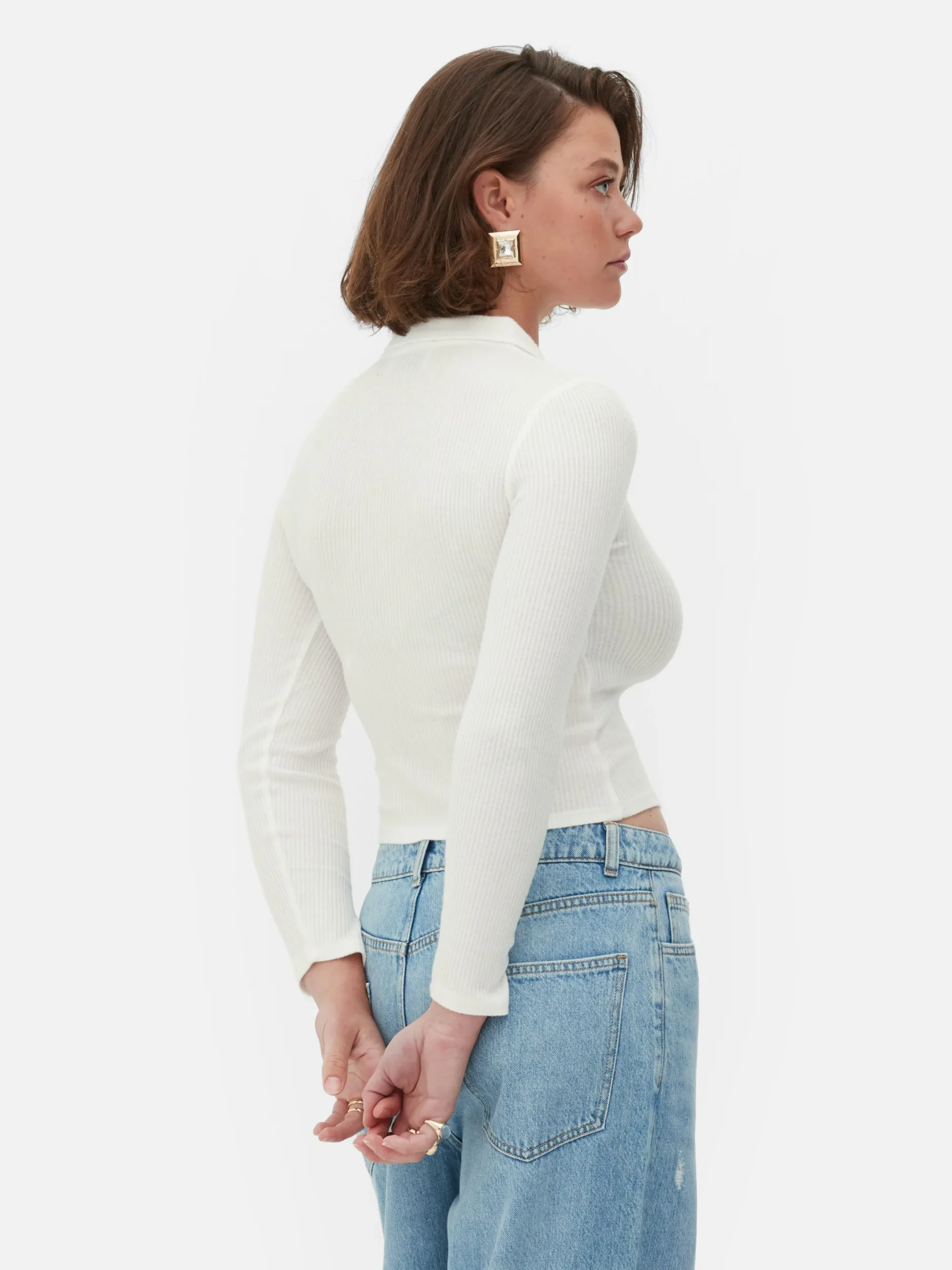 Tops Und T-Shirts|Primark Langärmeliges, Geripptes „Rita Ora“ Poloshirt Elfenbeinfarben