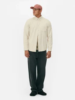 Hemden|Primark Langärmeliges Hemd Aus Baumwoll-Twill Beige