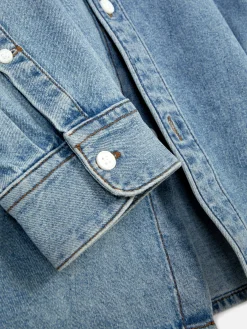 Hemden|Primark Langärmeliges Hemd Aus Baumwoll-Twill Blau