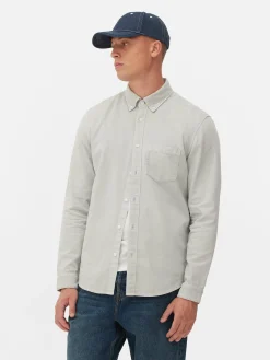 Hemden|Primark Langärmeliges Hemd Aus Baumwoll-Twill Grau