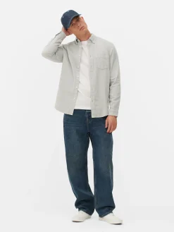Hemden|Primark Langärmeliges Hemd Aus Baumwoll-Twill Grau