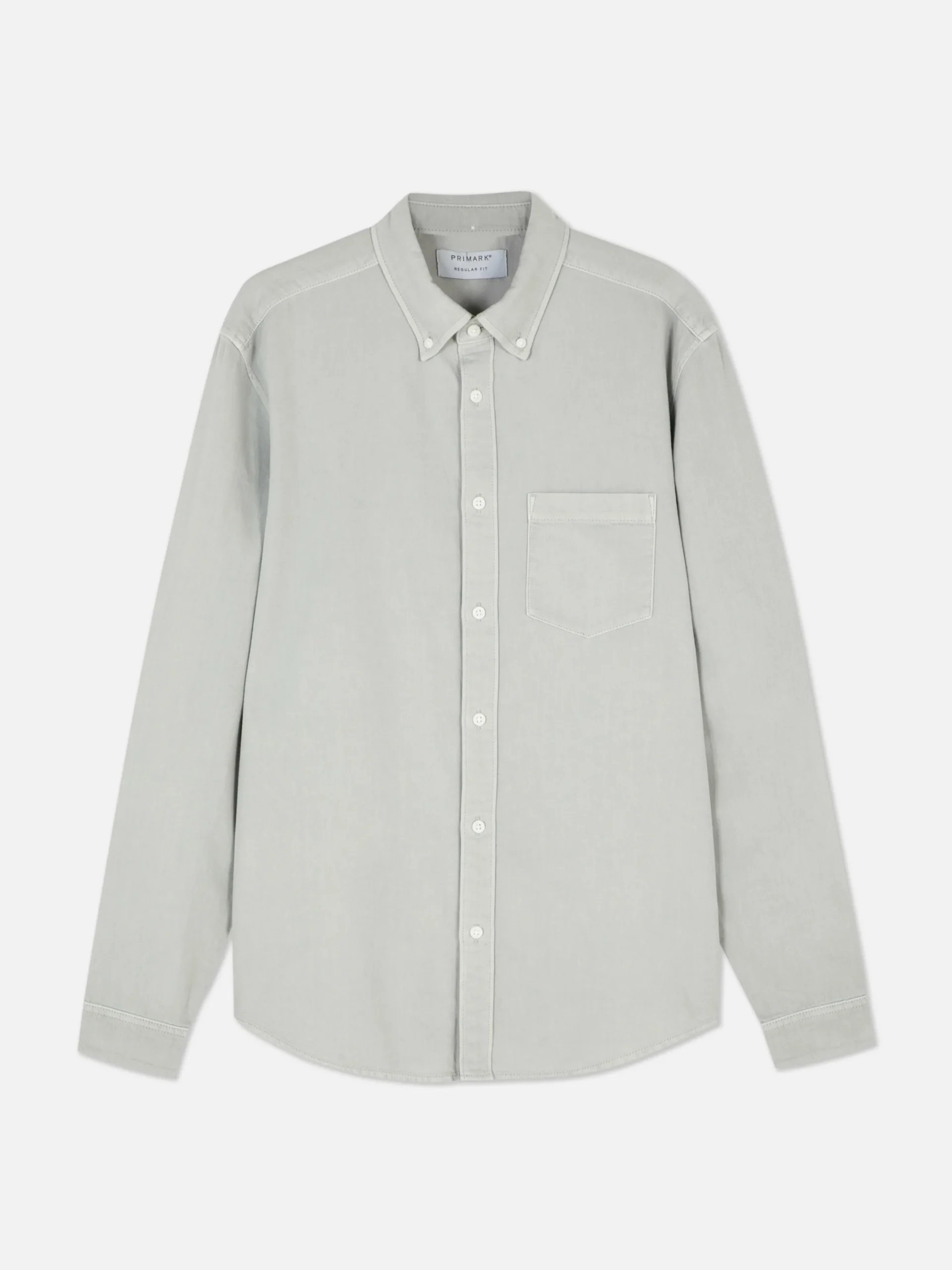 Hemden|Primark Langärmeliges Hemd Aus Baumwoll-Twill Grau