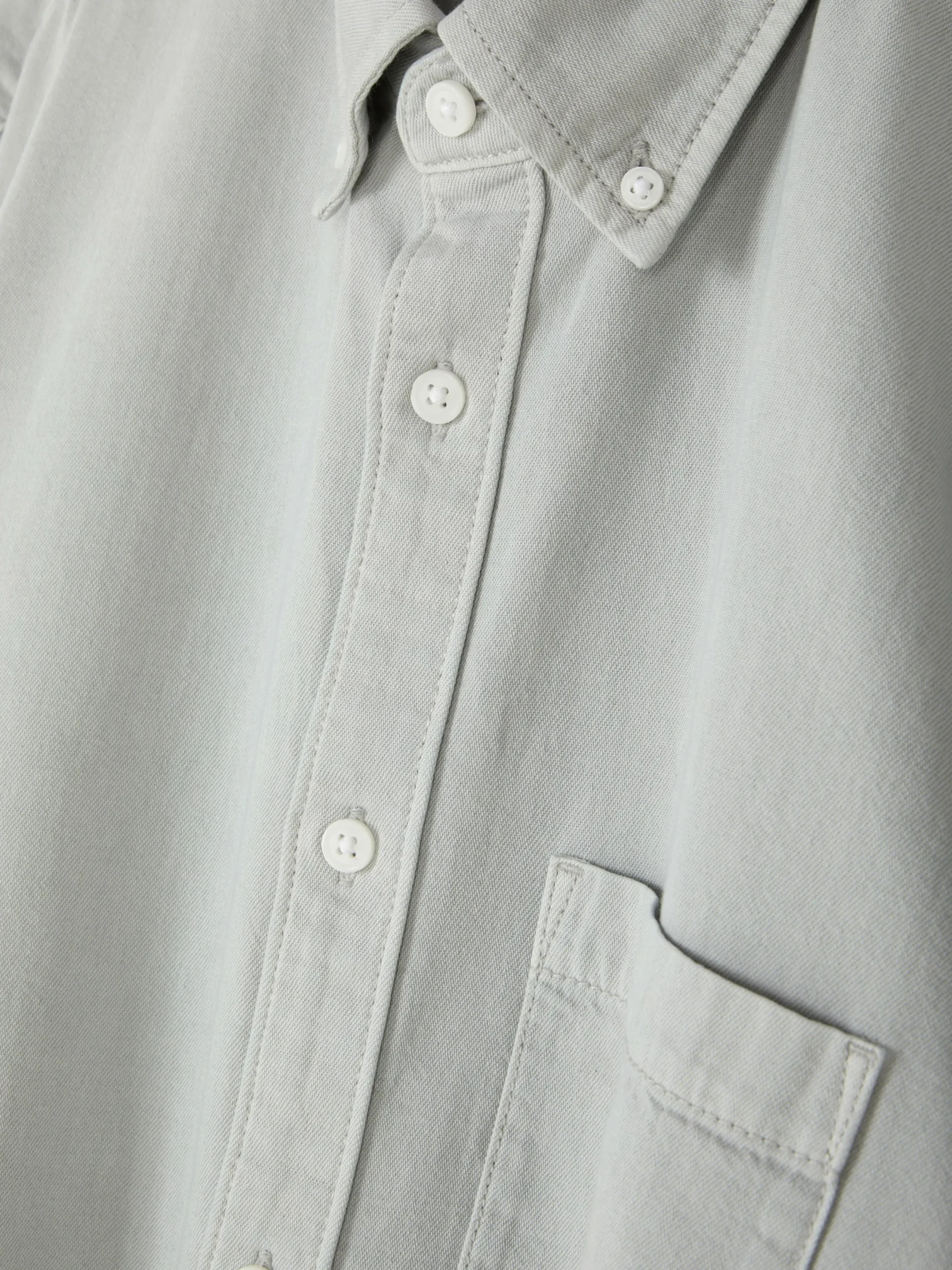 Hemden|Primark Langärmeliges Hemd Aus Baumwoll-Twill Grau