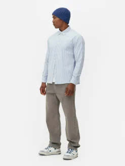 Hemden|Primark Langärmeliges Jacquardhemd Mit Streifen Hellblau