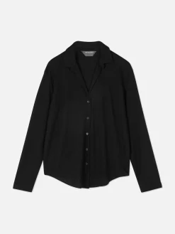 Blusen|Primark Langärmeliges Jerseyhemd Schwarz