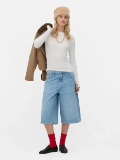 Tops Und T-Shirts|Primark Langärmeliges „Rita Ora“ Stretch-T-Shirt Elfenbeinfarben
