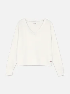 Schlafanzugoberteile|Primark Langärmeliges Schlafanzugtop In Lässiger Passform Weiß