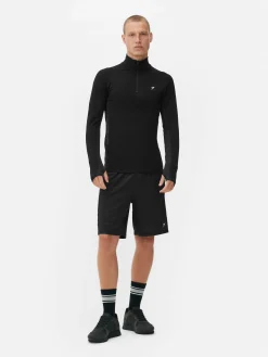 Sportbekleidung|Tops Und T-Shirts|Primark Langärmeliges Sport-Top Mit Viertelreißverschluss Schwarz