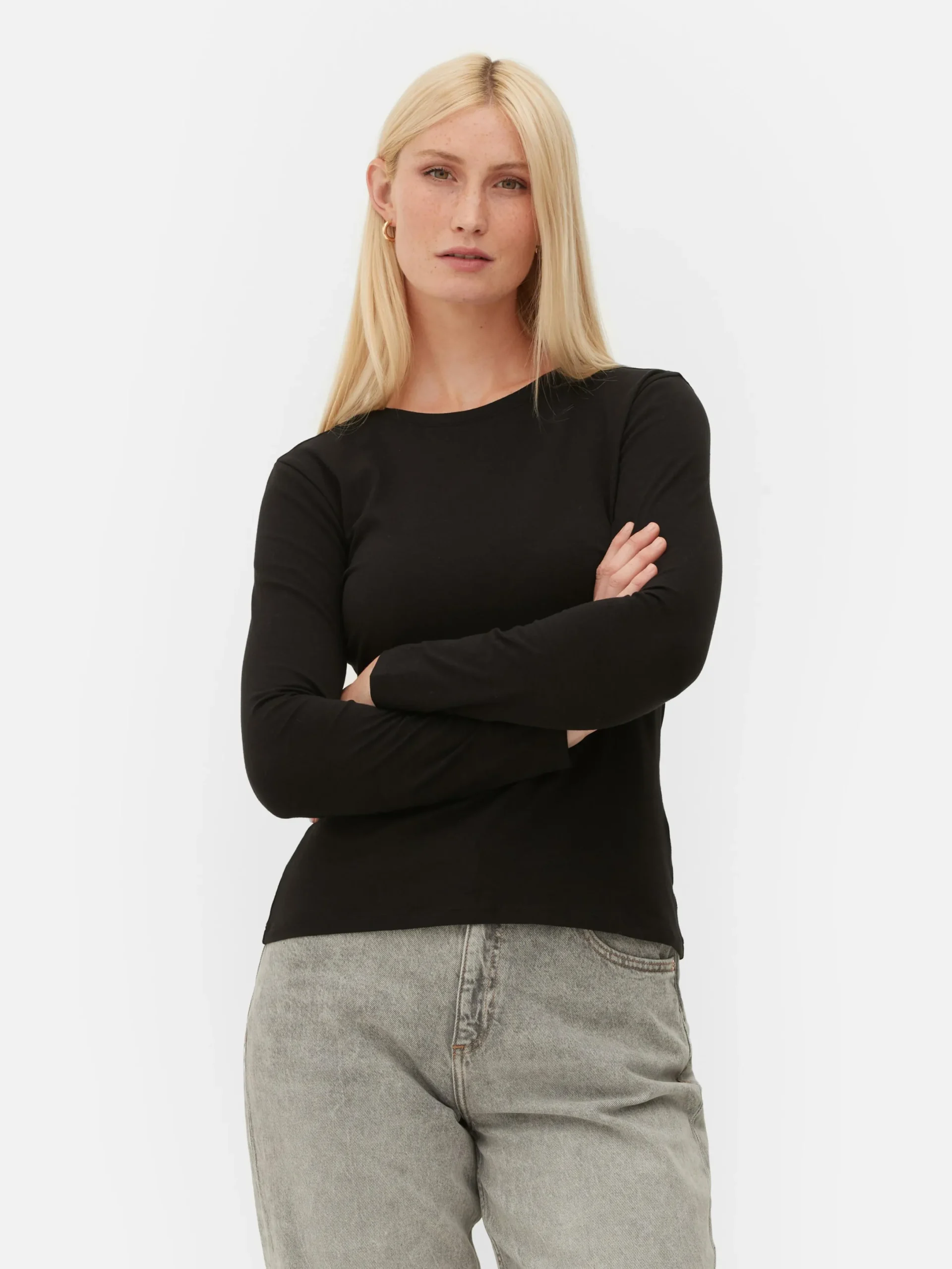 Tops Und T-Shirts|Primark Langärmeliges Stretch-T-Shirt Schwarz