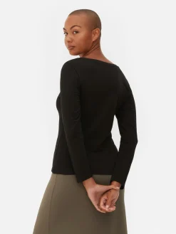 Tops Und T-Shirts|Primark Langärmeliges Stretch-T-Shirt Schwarz