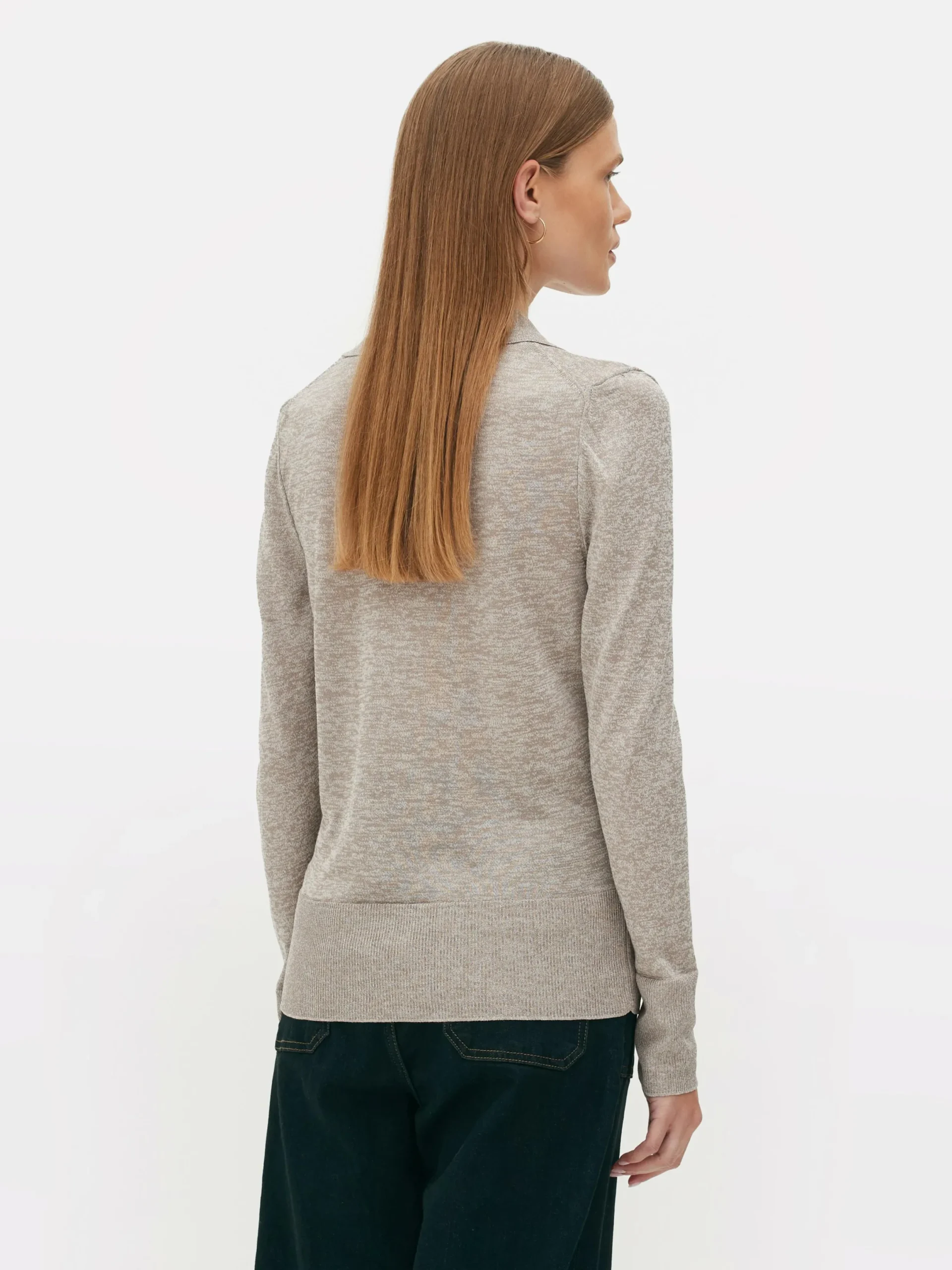 Pullover Und Cardigans|Primark Langärmeliges „The Edit“ Strick-Poloshirt Taupefarben