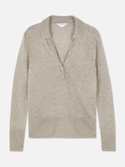 Pullover Und Cardigans|Primark Langärmeliges „The Edit“ Strick-Poloshirt Taupefarben