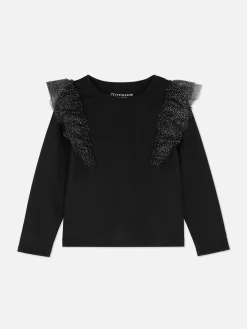 Tops Und T-Shirts|Primark Langärmeliges Top Aus Tüll Mit Rüschen Schwarz