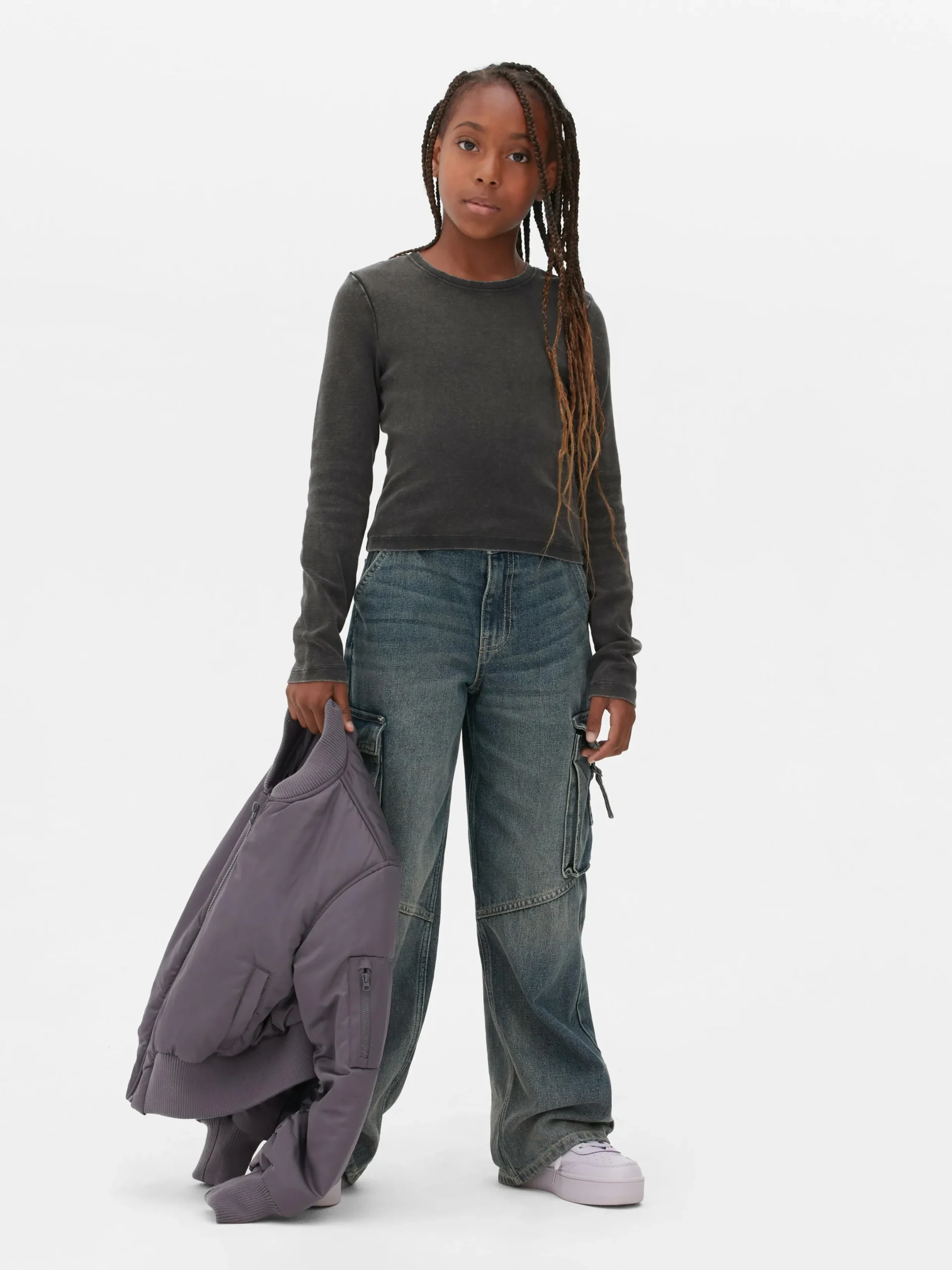 Tops Und T-Shirts|Primark Langärmeliges T-Shirt In Acid-Wash-Optik Anthrazitfarben