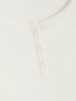 Schlafanzugoberteile|Primark Langärmliges Schlafanzugtop Aus Pointelle Cremefarben