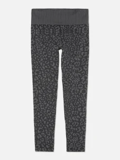 Jogginghosen|Primark Leggings Mit Leopardenmuster Anthrazitfarben