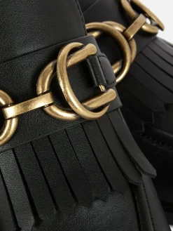 Flache Schuhe|Primark Loafer Mit Fransen Und Schnalle Schwarz