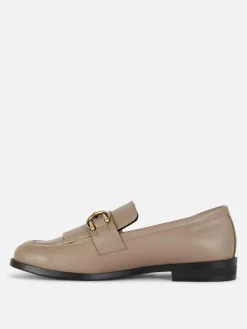 Flache Schuhe|Primark Loafer Mit Fransen Und Schnalle Taupefarben