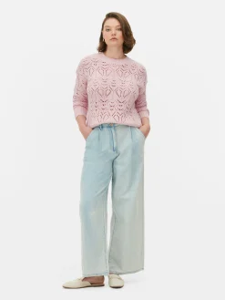 Pullover Und Cardigans|Primark Lochstrickpullover Mit Rundhalsausschnitt Rosa