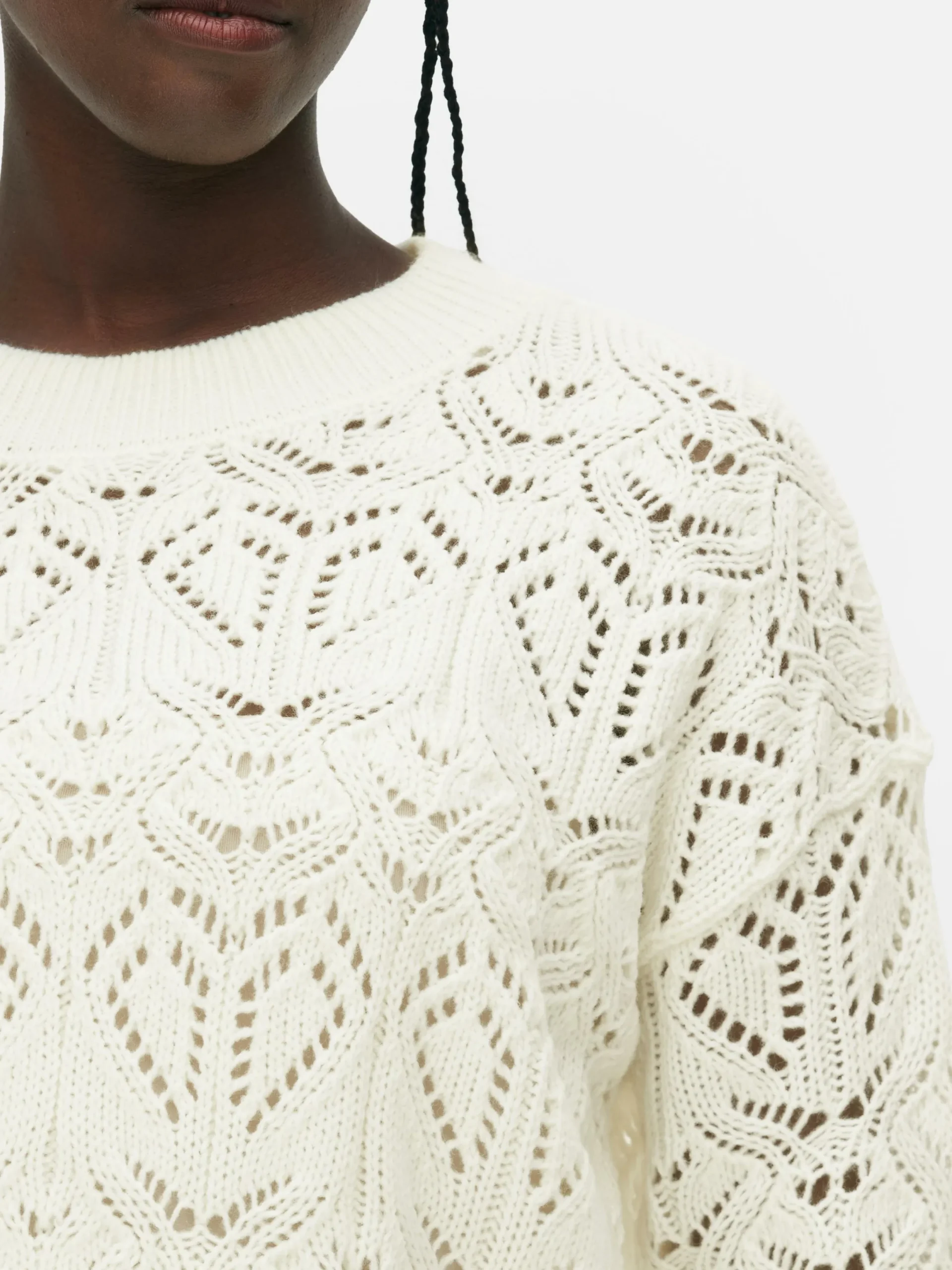 Pullover Und Cardigans|Primark Lochstrickpullover Mit Rundhalsausschnitt Elfenbeinfarben