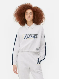 Hoodies Und Sweatshirts|Primark „Los Angeles Lakers“ Polo-Sweatshirt Grau meliert