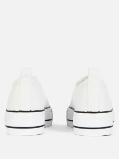 Sneakers|Primark Low-Top Sneakers Aus Kunstleder Mit Plateausohle Weiß