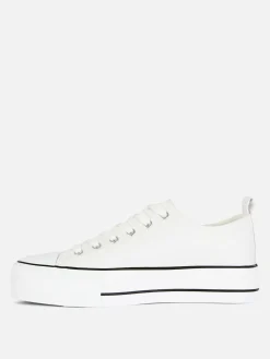 Sneakers|Primark Low-Top Sneakers Aus Kunstleder Mit Plateausohle Weiß