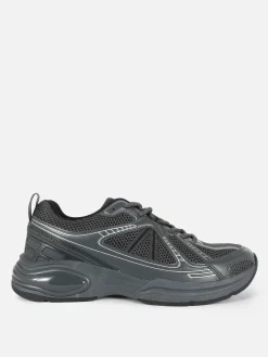 Sneakers|Sportbekleidung|Primark Low-Top-Sportsneaker Mit Einsätzen Anthrazitfarben