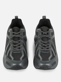 Sneakers|Sportbekleidung|Primark Low-Top-Sportsneaker Mit Einsätzen Anthrazitfarben