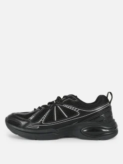 Sneakers|Sportbekleidung|Primark Low-Top-Sportsneaker Mit Einsätzen Schwarz